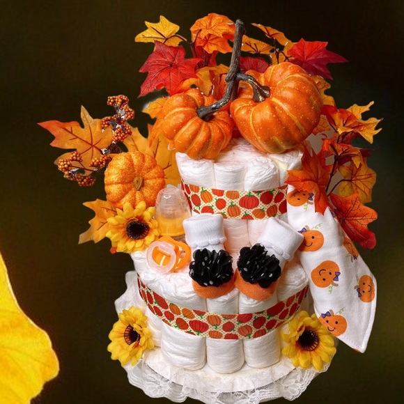 pumpkin diaper cake